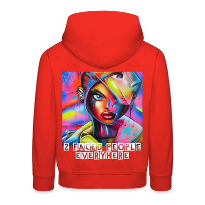 TWO FACED PEOPLE EVERYWHERE - CHILDREN'S HOODIE - red