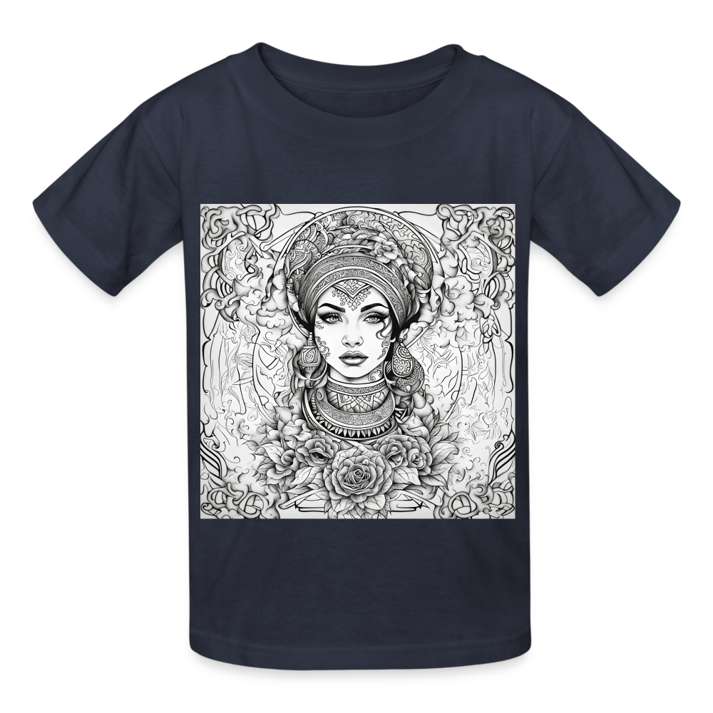 COLOUR ME IN TAROT READER - CHILDREN'S T-SHIRT - navy