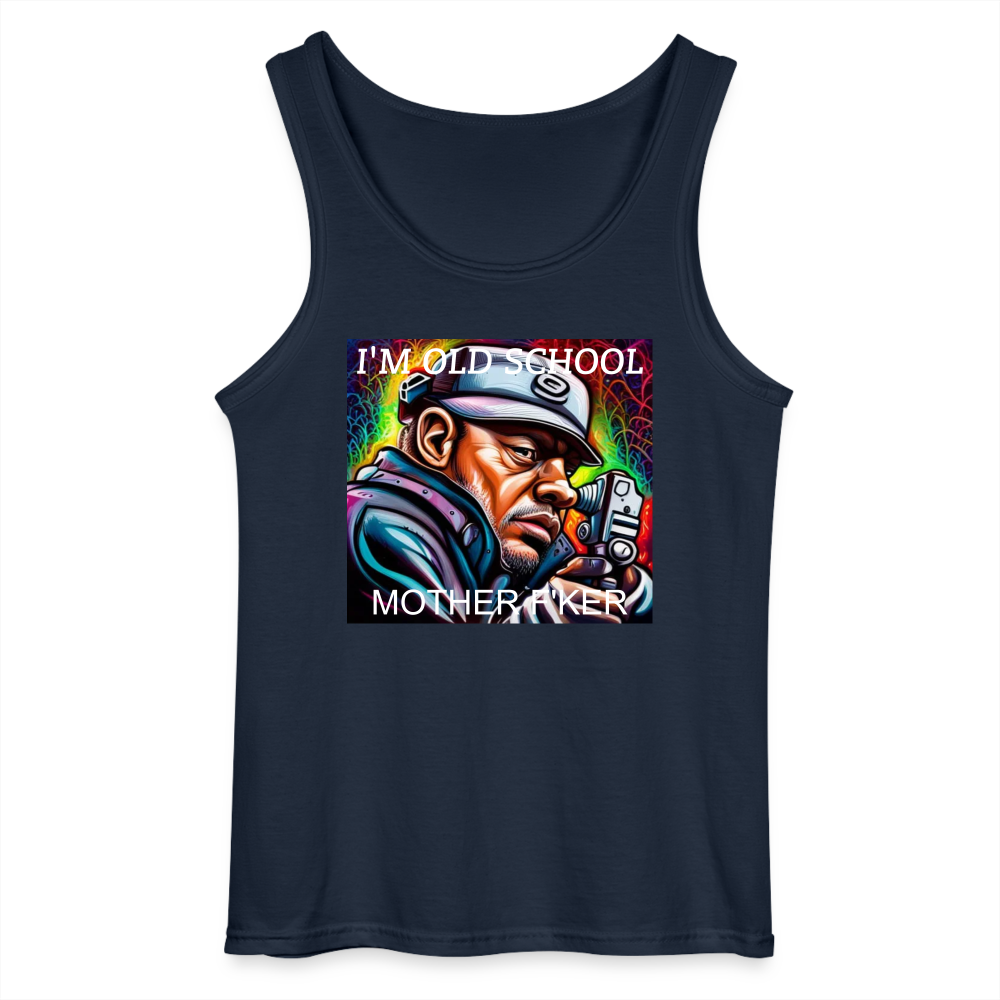 I'M OLD SCHOOL - MEN'S TANK TOP - navy