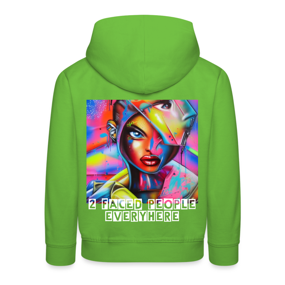 TWO FACED PEOPLE EVERYWHERE - CHILDREN'S HOODIE - light green