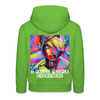 TWO FACED PEOPLE EVERYWHERE - CHILDREN'S HOODIE - light green