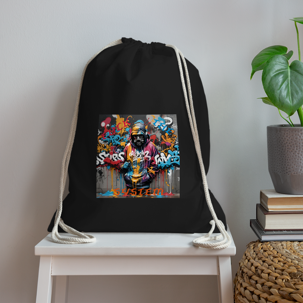 F#CK THE SYSTEM DRAWSTRING BAG - black