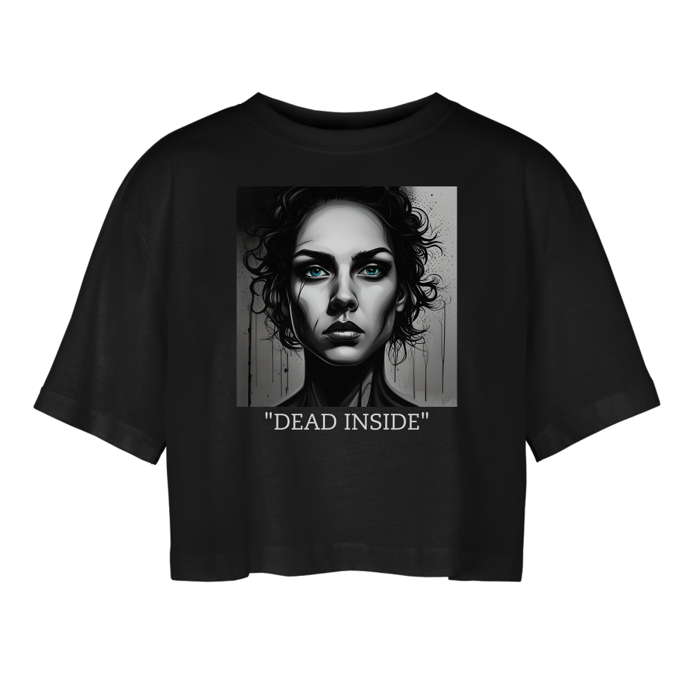 " DEAD INSIDE" WOMEN'S OVERSIZED CROP TOP - black