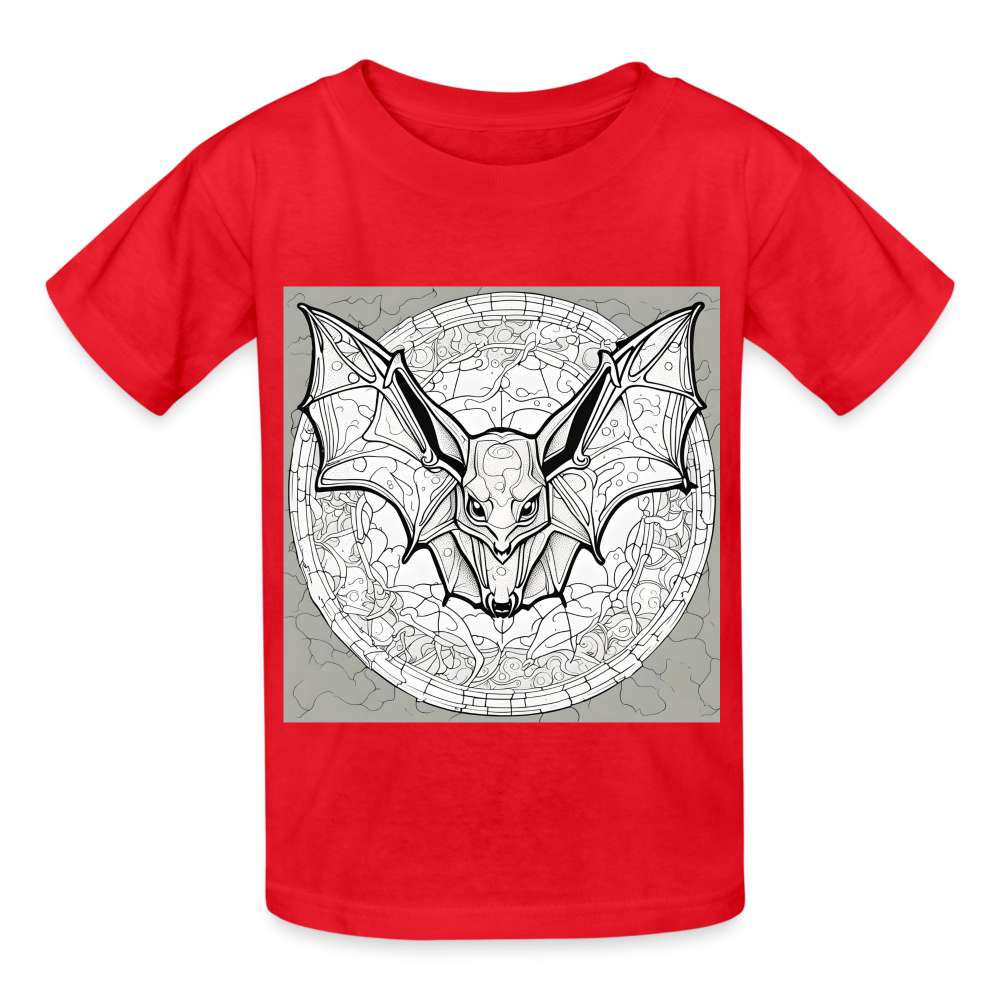 COLOUR IN YOURSELF BAT - CHILDREN'S T-SHIRT - red