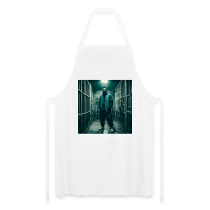 MOST POWERFUL - ADULT APRON - white