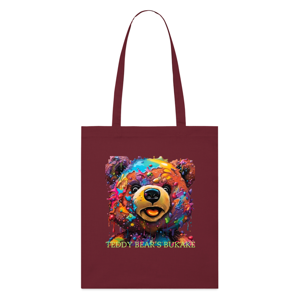 TEDDY BEAR'S BUKKAKE - ORGANIC TOTE BAG - burgundy