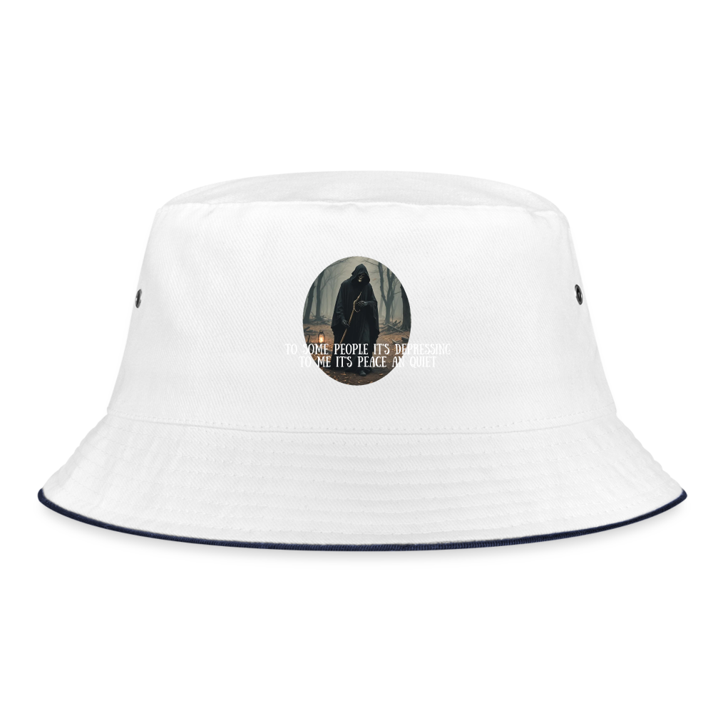 LONELY GRIM REAPER - BUCKET HAT - white/navy