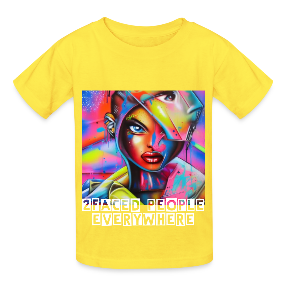 TWO FACED!! CHILDREN'S T=SHIRT - yellow