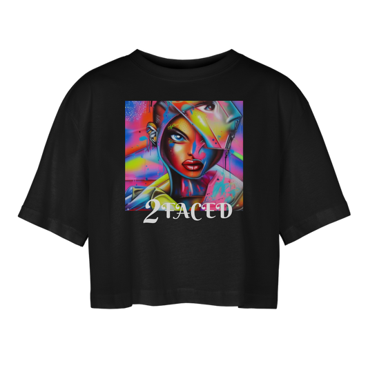 2FACED!! WOMEN'S OVERSIZED CROP TOP - black