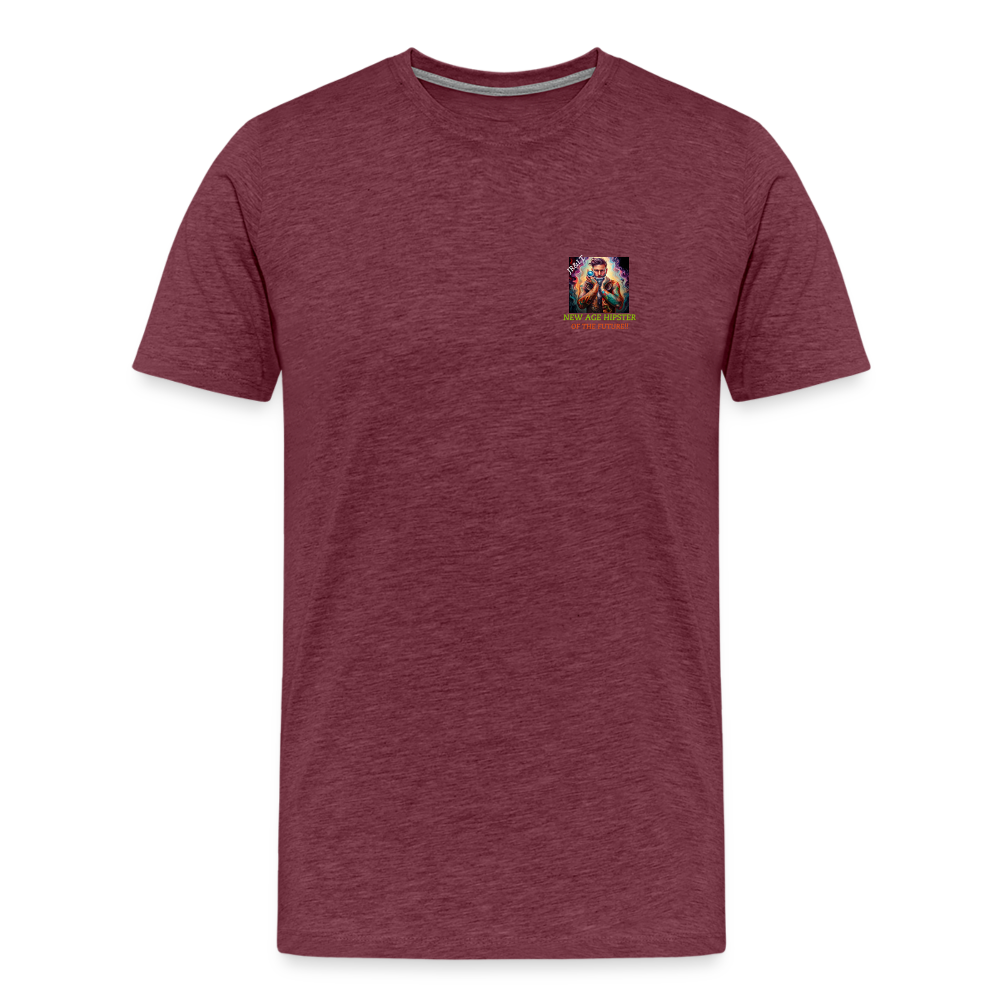 NEW AGE HIPSTER OF THE FUTURE!! MENS PREMIM T-SHIRT - heather burgundy