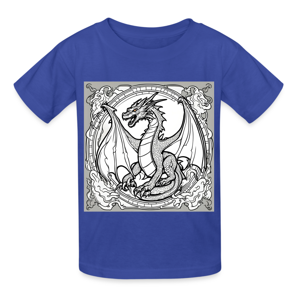 COLOUR IN YOURSELF DRAGON - CHILDREN'S T-SHIRT - royal blue