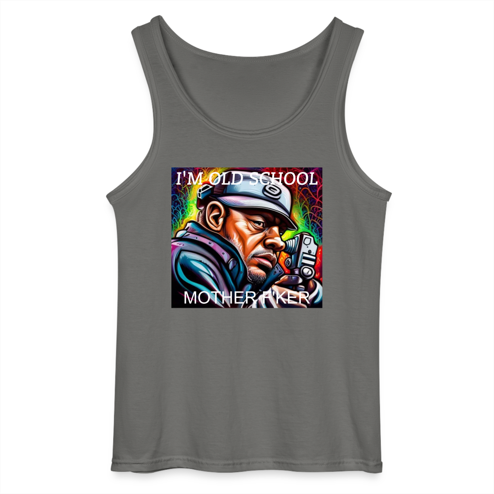 I'M OLD SCHOOL - MEN'S TANK TOP - charcoal grey