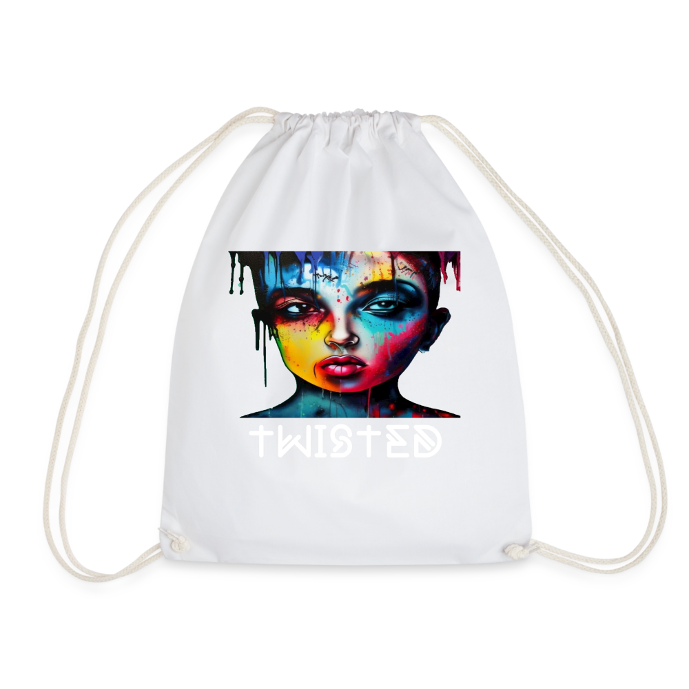 TWISTED!! DRAWSTRING BAG - white