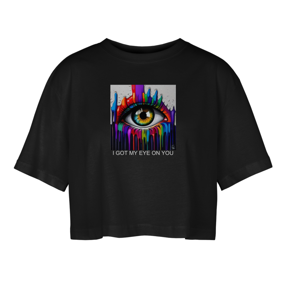 EYE!! WOMEN'S OVERSIZED CROP TOP - black