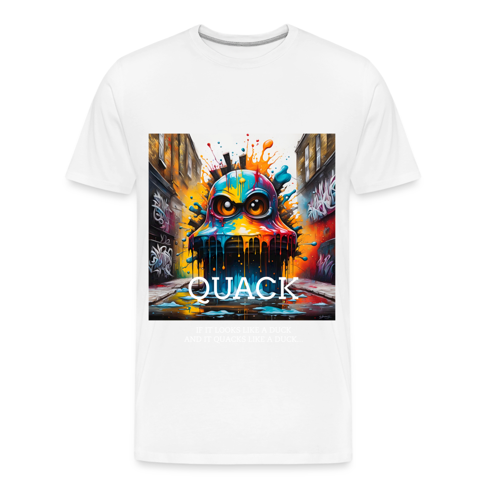 QUACK!! MEN'S PREMIUM T-SHIRT - white