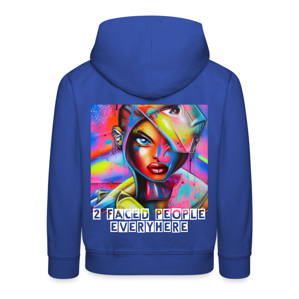 TWO FACED PEOPLE EVERYWHERE - CHILDREN'S HOODIE - royal blue