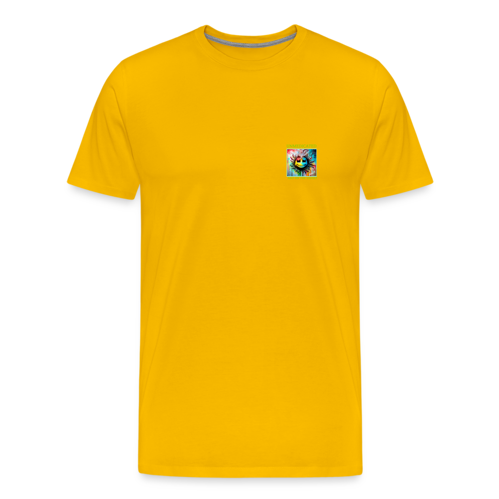 UNMEDICATED AND ON THE LOOSE!! MENS PREMIUM T-SHIRT - sun yellow