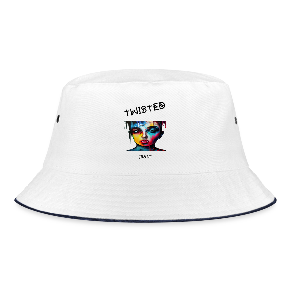 TWISTED!! BUCKET HAT - white/navy