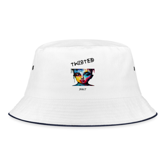 TWISTED!! BUCKET HAT - white/navy