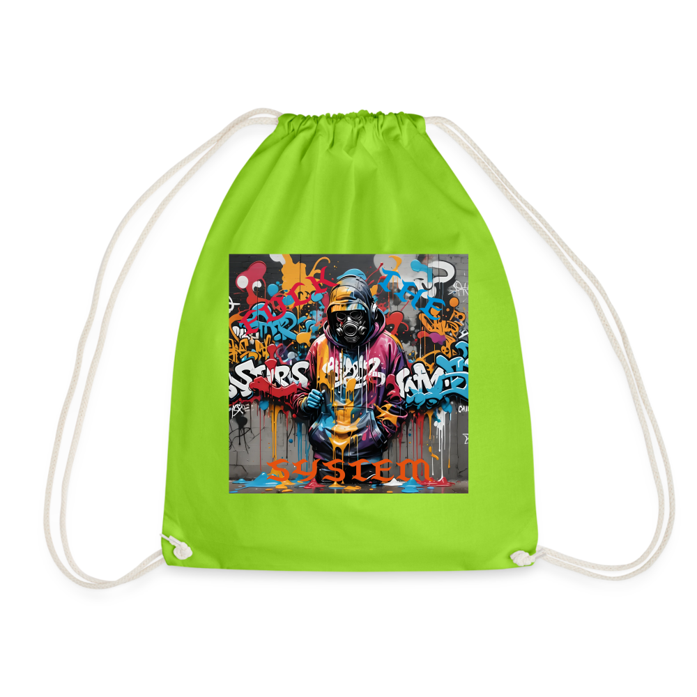 F#CK THE SYSTEM DRAW STRING BAG - neon green