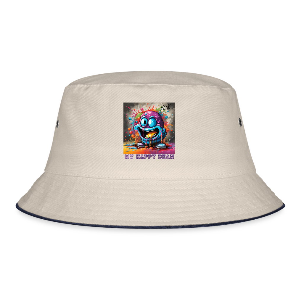 ( FLIK ) MY HAPPY BEAN - BUCKET HAT - ecru/navy