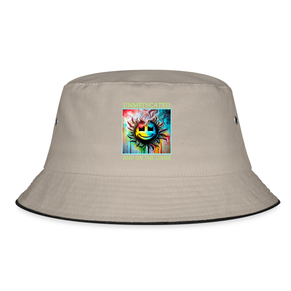 UNMEDICATED !! BUCKET HAT - khaki/black