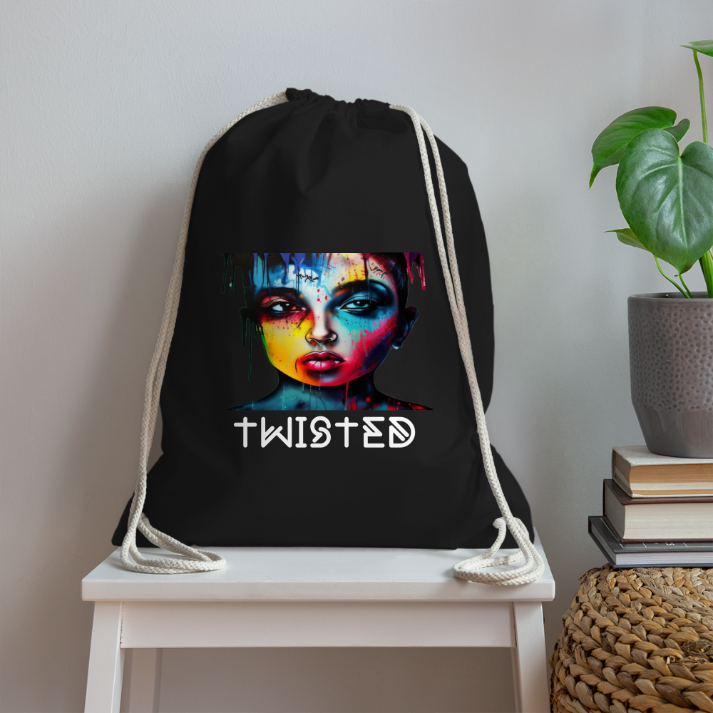 TWISTED!! DRAWSTRING BAG - black