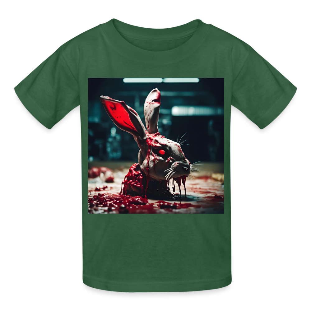 RED EYED RABBIT - CHILDREN'S T-SHIRT - bottle green