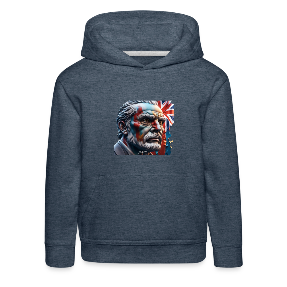 OLD MAN BRITAIN!! CHILDREN'S HOODIE - heather denim