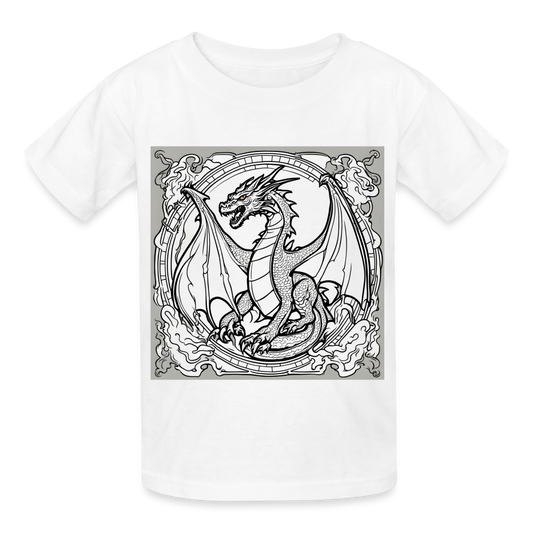 COLOUR IN YOURSELF DRAGON - CHILDREN'S T-SHIRT - white