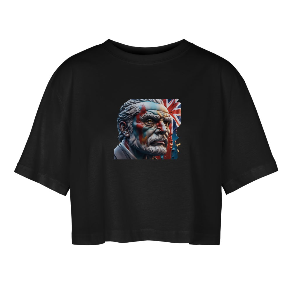 OLD MAN BRITAIN!! WOMEN'S OVERSIZED CROP TOP - black