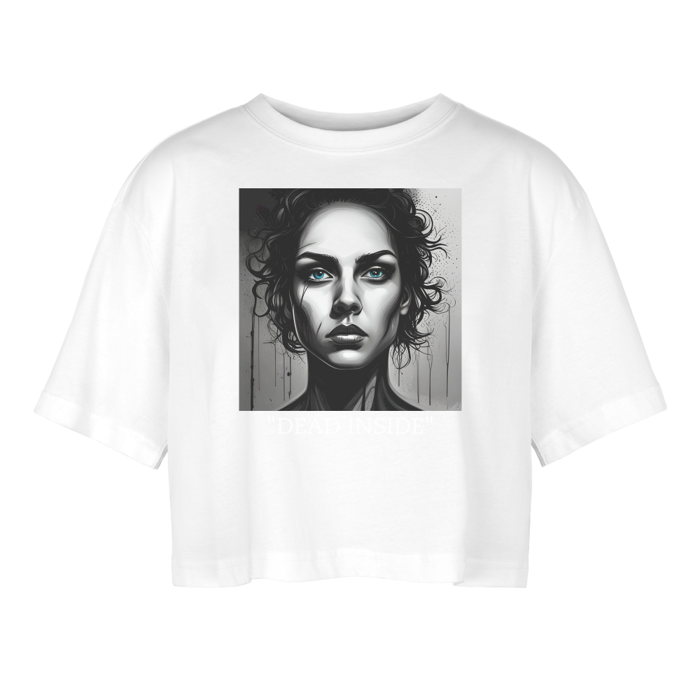 " DEAD INSIDE" WOMEN'S OVERSIZED CROP TOP - white