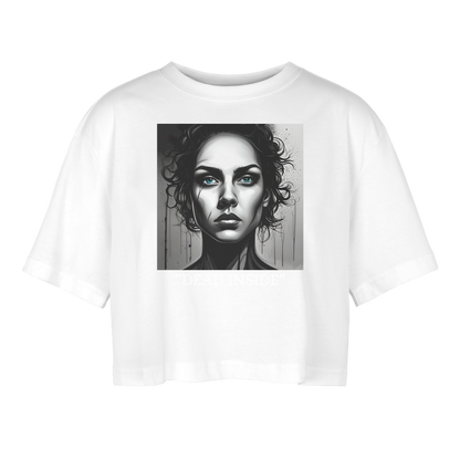 " DEAD INSIDE" WOMEN'S OVERSIZED CROP TOP - white