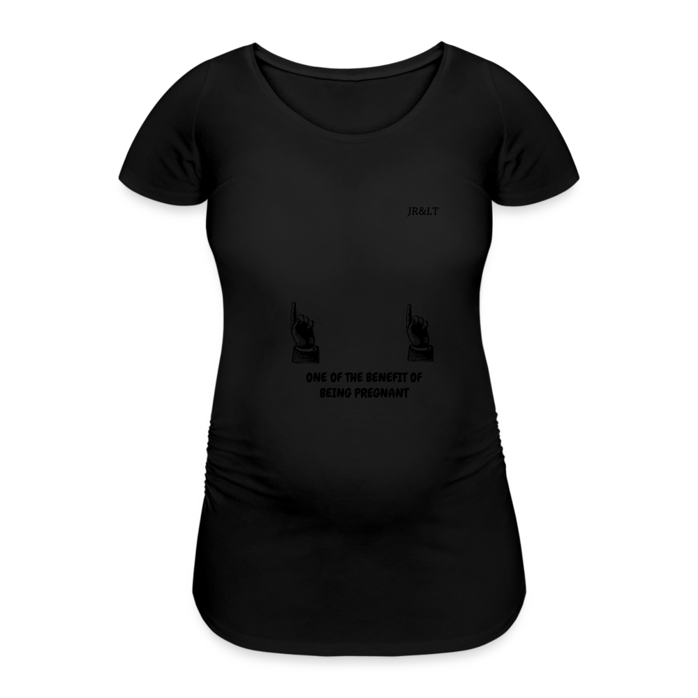 ONE OF THE BENEFIT OF BEING PREGNANT!! WOMENS PREGANCY T-SHIRT - black