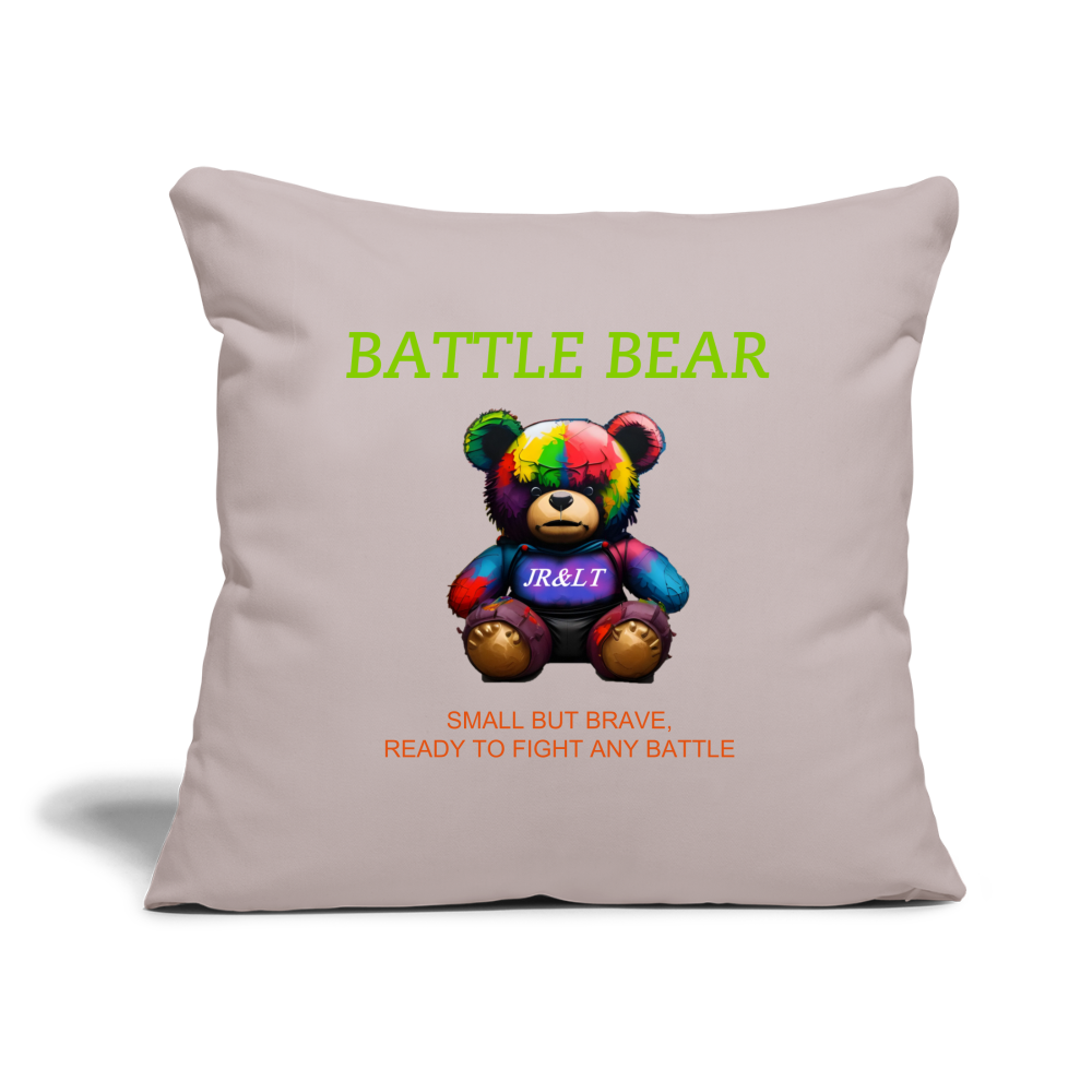 BATTLE BEAR!! CUSHION COVER WITH FILLING 17,3'' x 17,3'' (45 x 45 cm) - light taupe