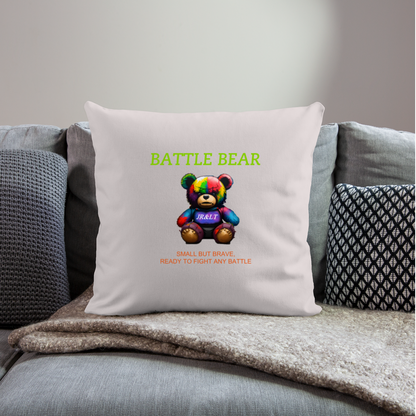 BATTLE BEAR!! CUSHION COVER WITH FILLING 17,3'' x 17,3'' (45 x 45 cm) - light taupe