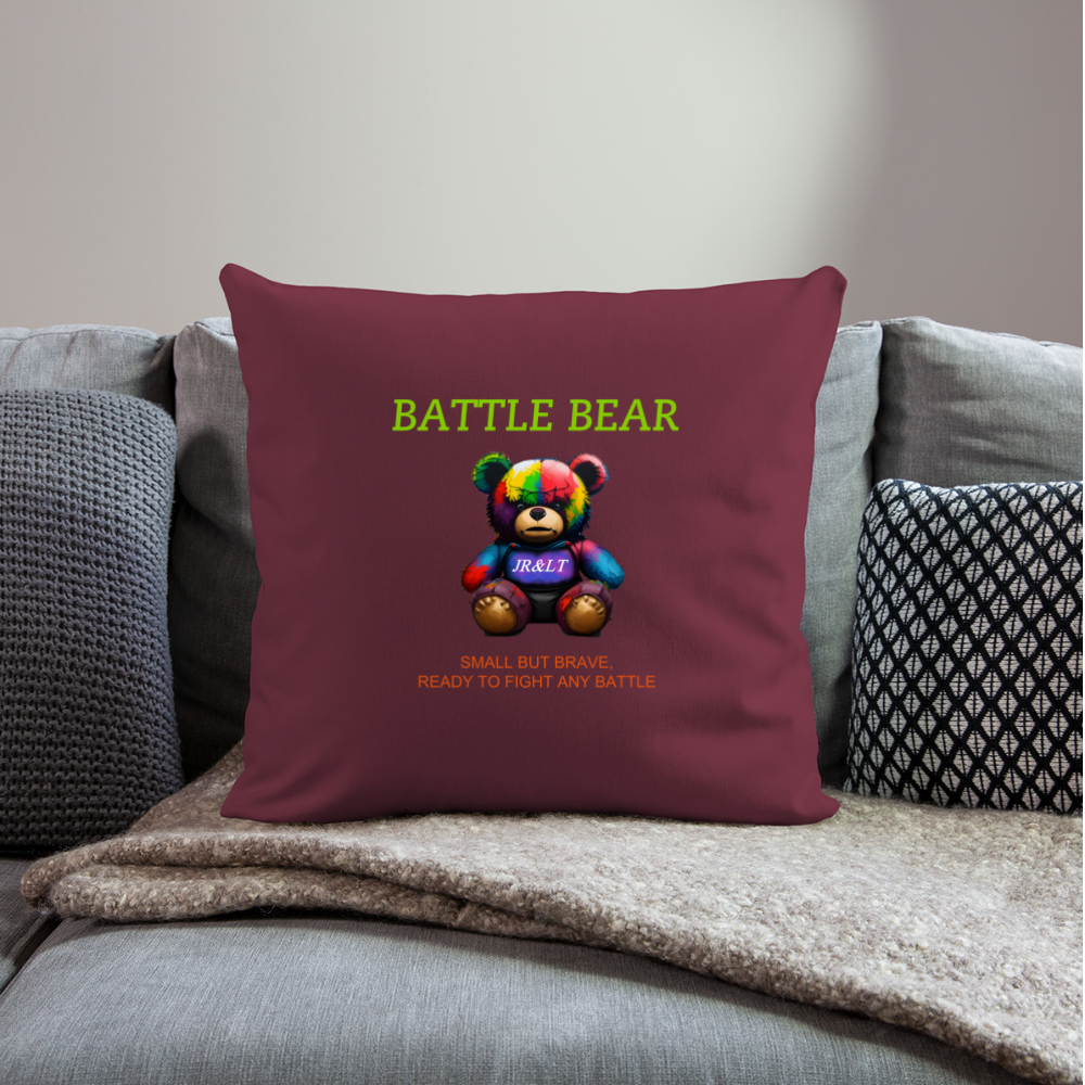 BATTLE BEAR!! CUSHION COVER WITH FILLING 17,3'' x 17,3'' (45 x 45 cm) - burgundy