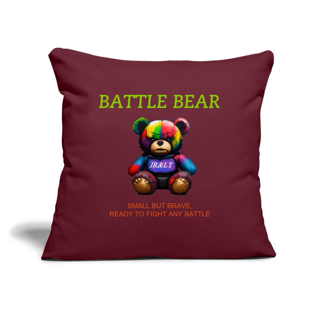 BATTLE BEAR!! CUSHION COVER WITH FILLING 17,3'' x 17,3'' (45 x 45 cm) - burgundy