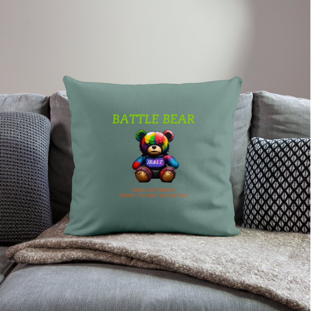 BATTLE BEAR!! CUSHION COVER WITH FILLING 17,3'' x 17,3'' (45 x 45 cm) - cypress green