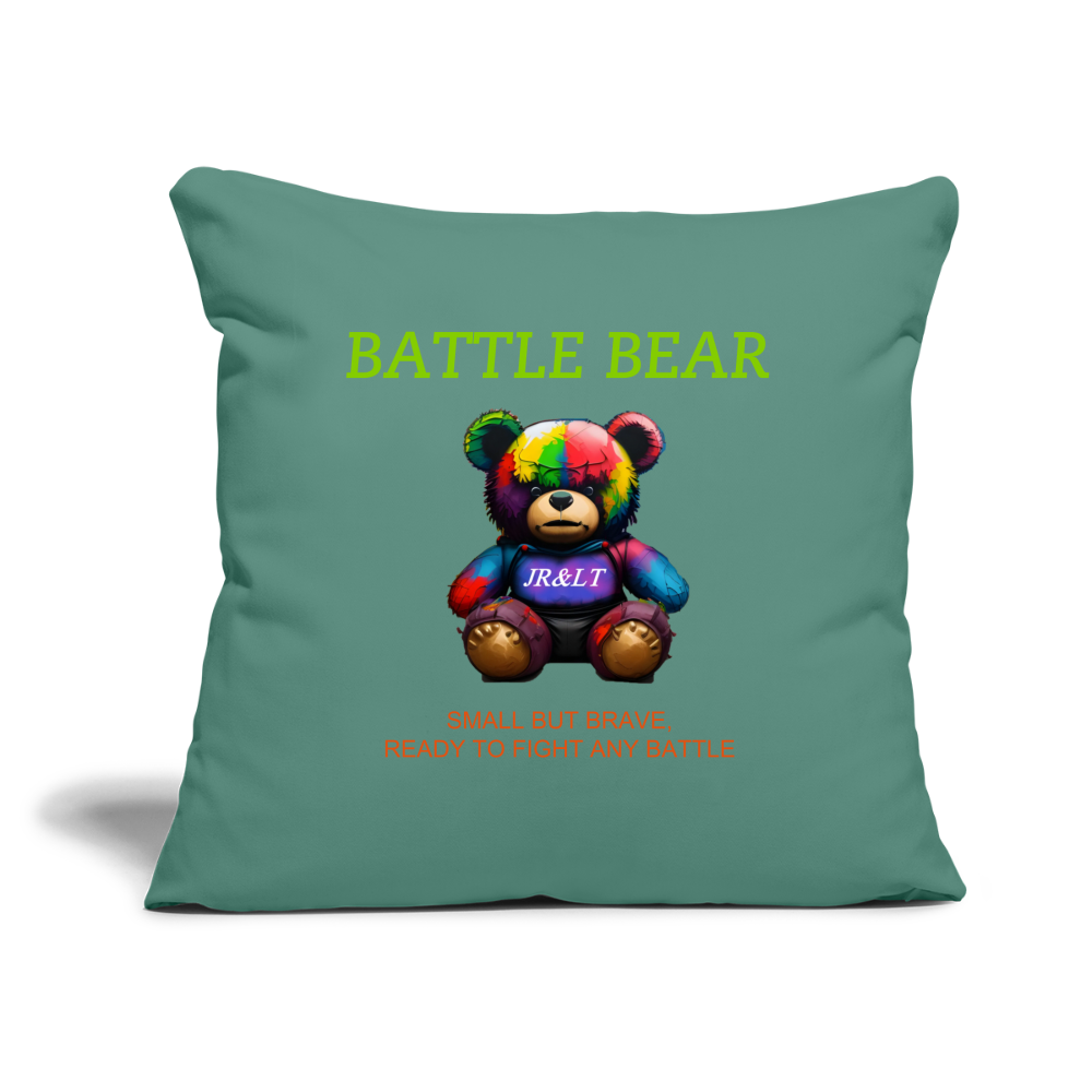 BATTLE BEAR!! CUSHION COVER WITH FILLING 17,3'' x 17,3'' (45 x 45 cm) - cypress green