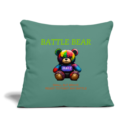 BATTLE BEAR!! CUSHION COVER WITH FILLING 17,3'' x 17,3'' (45 x 45 cm) - cypress green