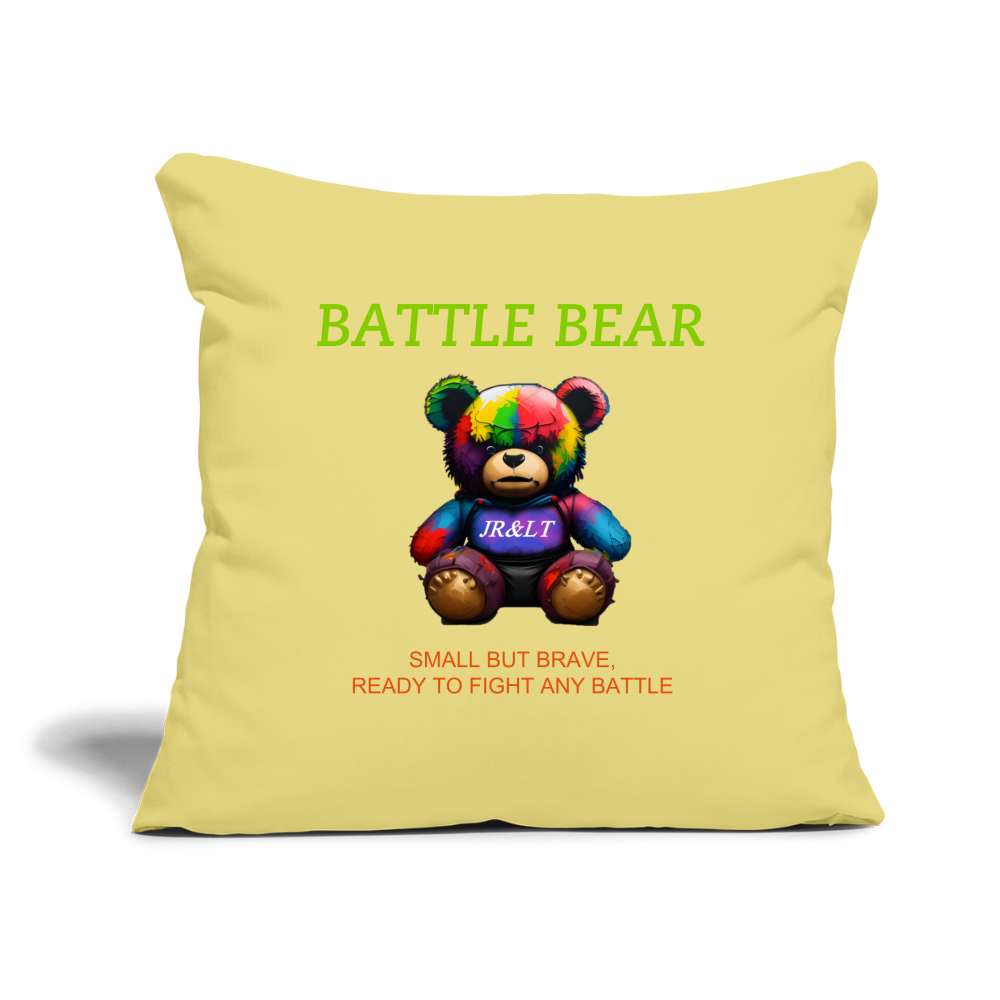 BATTLE BEAR!! CUSHION COVER WITH FILLING 17,3'' x 17,3'' (45 x 45 cm) - washed yellow