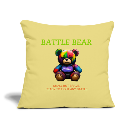 BATTLE BEAR!! CUSHION COVER WITH FILLING 17,3'' x 17,3'' (45 x 45 cm) - washed yellow