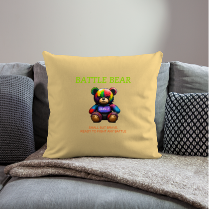 BATTLE BEAR!! CUSHION COVER WITH FILLING 17,3'' x 17,3'' (45 x 45 cm) - washed yellow