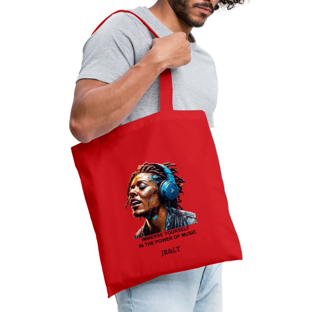 IMMERSE YOURSELF IN THE MUSIC!! TOTE BAG - red