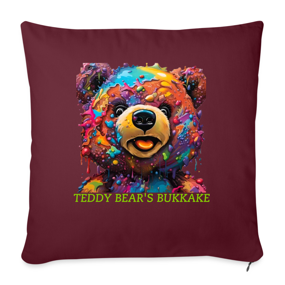 TEDDY BEAR'S BUKKAKE!! CUSHION WITH FILLING 45cm x 45cm - burgundy