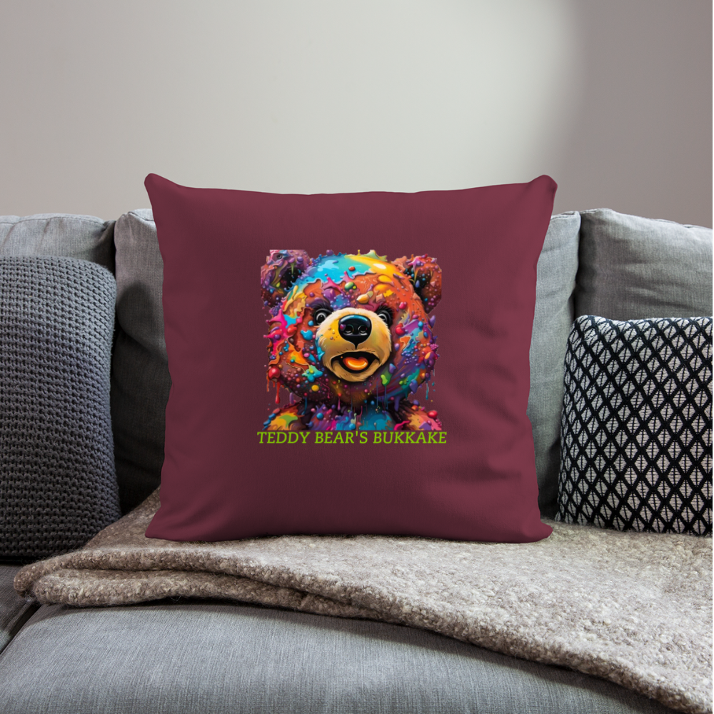 TEDDY BEAR'S BUKKAKE!! CUSHION WITH FILLING 45cm x 45cm - burgundy