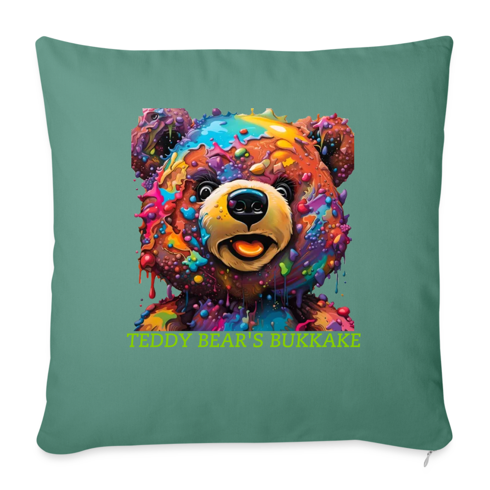 TEDDY BEAR'S BUKKAKE!! CUSHION WITH FILLING 45cm x 45cm - cypress green