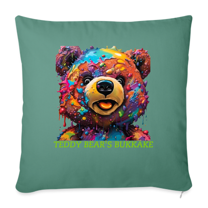 TEDDY BEAR'S BUKKAKE!! CUSHION WITH FILLING 45cm x 45cm - cypress green