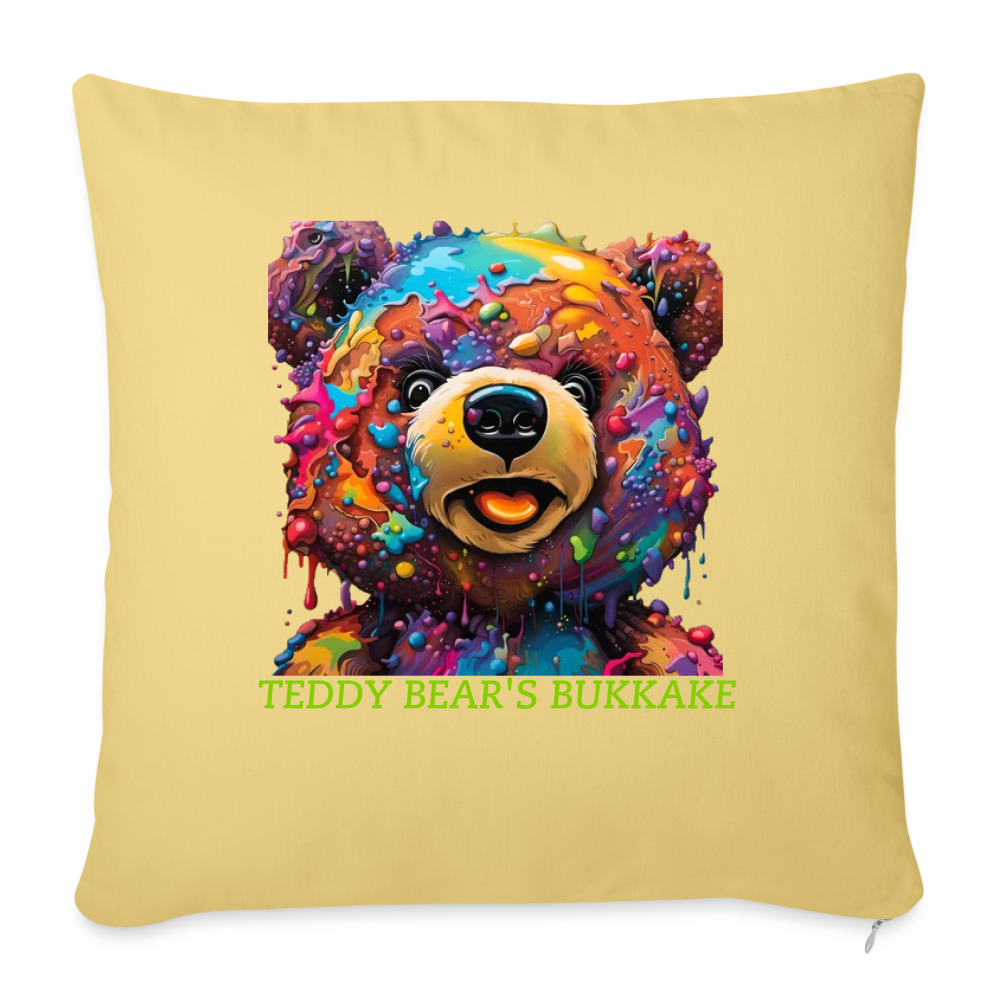 TEDDY BEAR'S BUKKAKE!! CUSHION WITH FILLING 45cm x 45cm - washed yellow